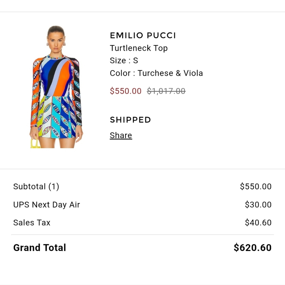 Emilio Pucci Blue and Orange Graphic Fitted Blouse